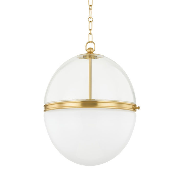 Hudson Valley 3821-AGB One Light Pendant, Aged Brass