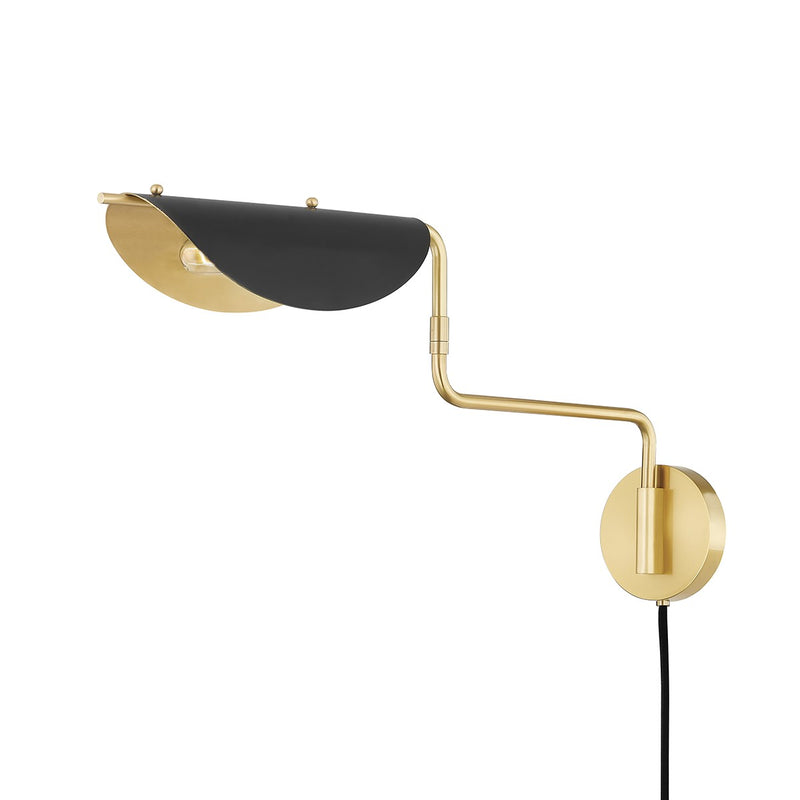 Hudson Valley 5213-AGB/SBK One Light Portable Wall Sconce, Aged Brass/Soft Black