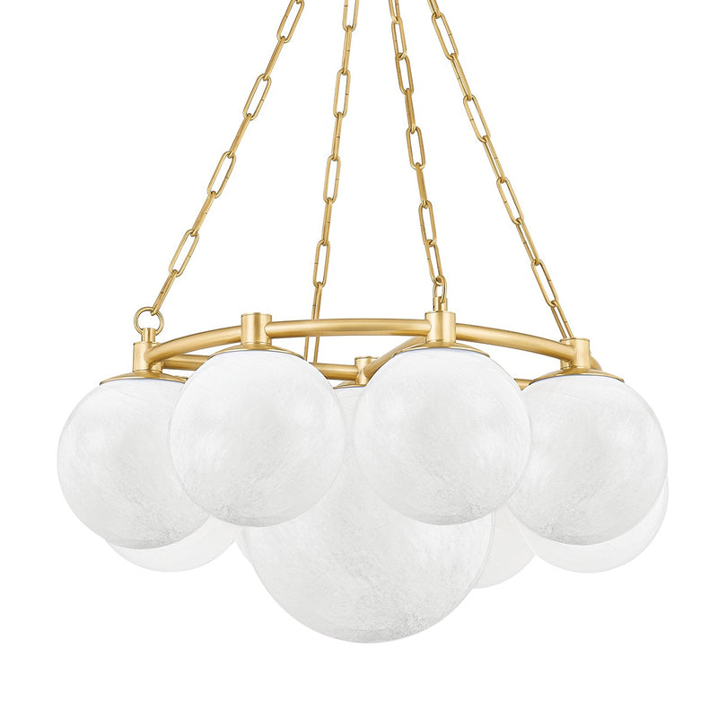 Hudson Valley 5229-AGB Nine Light Chandelier, Aged Brass