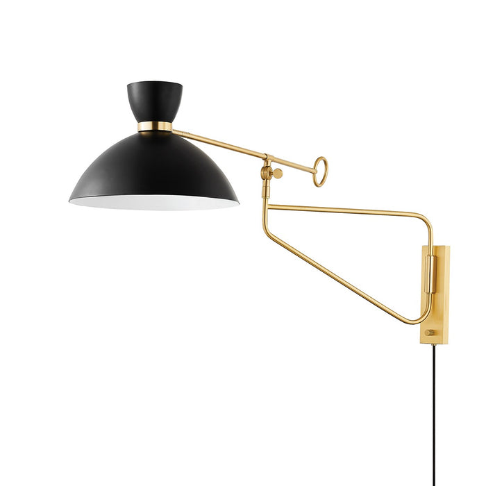 Hudson Valley 8514-AGB/SBK One Light Portable Wall Sconce, Aged Brass/Soft Black