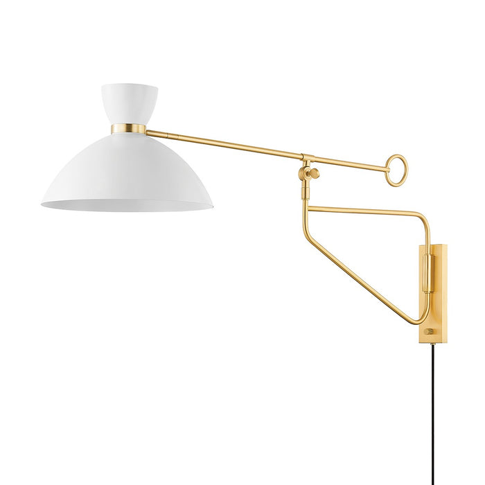 Hudson Valley 8514-AGB/SWH One Light Portable Wall Sconce, Aged Brass/Soft White
