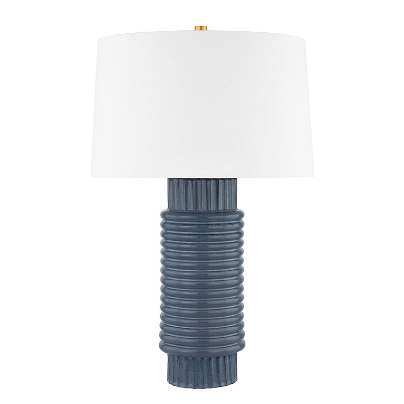 Hudson Valley L1956-AGB/CGR One Light Table Lamp, Aged Brass/Grey Blue Reactive Ceramic