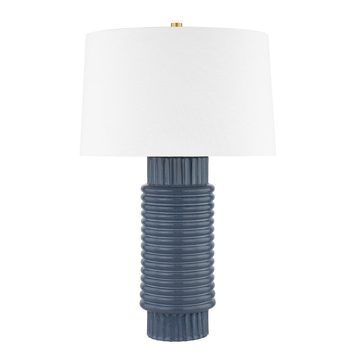 Hudson Valley L1956-AGB/CGR One Light Table Lamp, Aged Brass/Grey Blue Reactive Ceramic