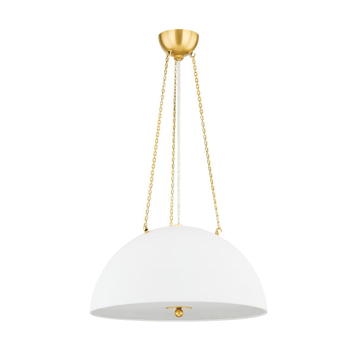 Hudson Valley MDS1100-AGB/WP Three Light Pendant, Aged Brass/White Plaster