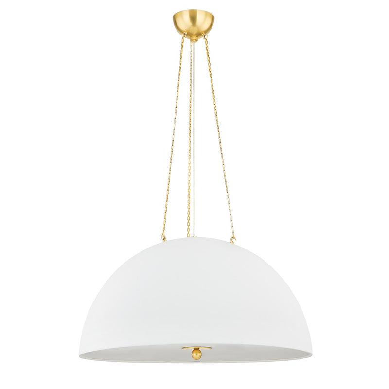Hudson Valley MDS1101-AGB/WP Four Light Pendant, Aged Brass/White Plaster