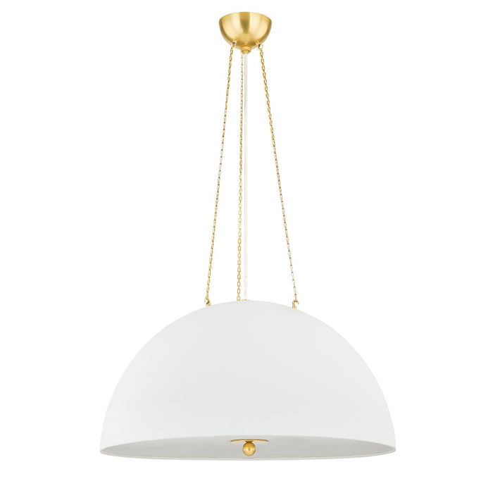 Hudson Valley MDS1101-AGB/WP Four Light Pendant, Aged Brass/White Plaster