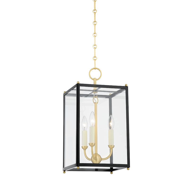 Hudson Valley MDS1200-AGB/DBL Three Light Lantern, Aged Brass/Darkest Blue