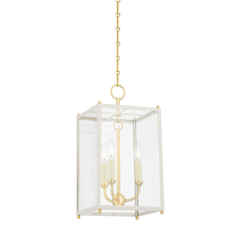 Hudson Valley MDS1200-AGB/OW Three Light Lantern, Aged Brass/Off White