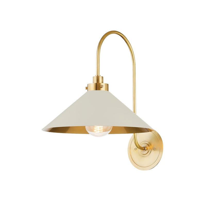 Hudson Valley MDS1400-AGB/OW One Light Wall Sconce, Aged Brass/Off White