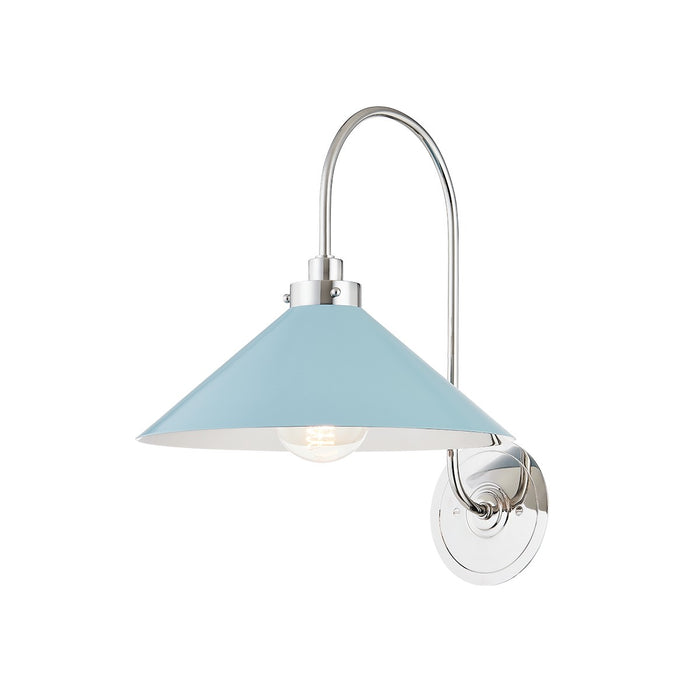 Hudson Valley MDS1400-PN/BB One Light Wall Sconce, Polished Nickel/Blue Bird