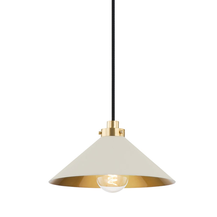 Hudson Valley MDS1401-AGB/OW One Light Pendant, Aged Brass/Off White