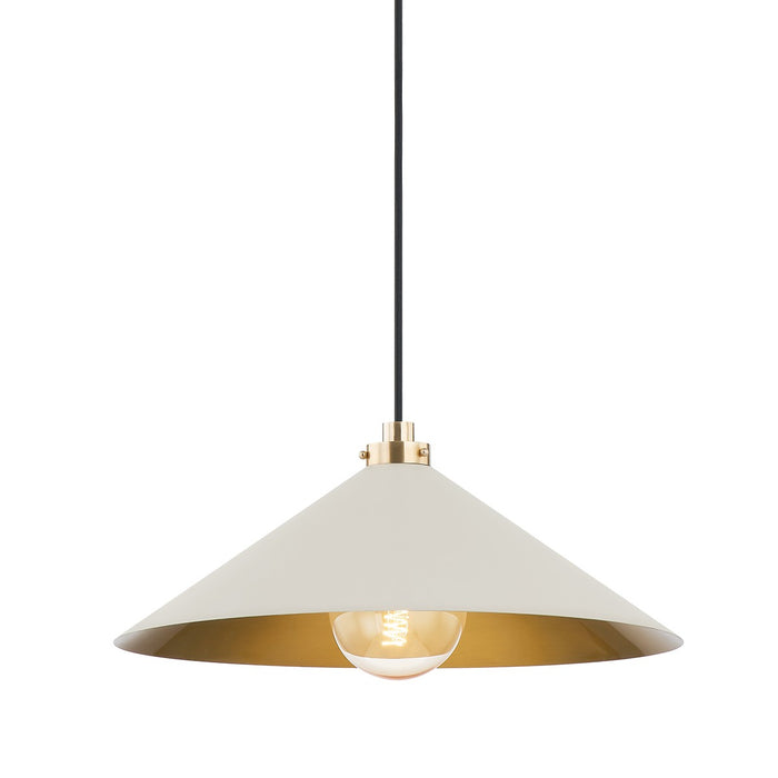 Hudson Valley MDS1402-AGB/OW One Light Pendant, Aged Brass/Off White