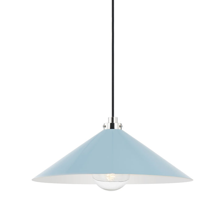 Hudson Valley MDS1402-PN/BB One Light Pendant, Polished Nickel/Blue Bird