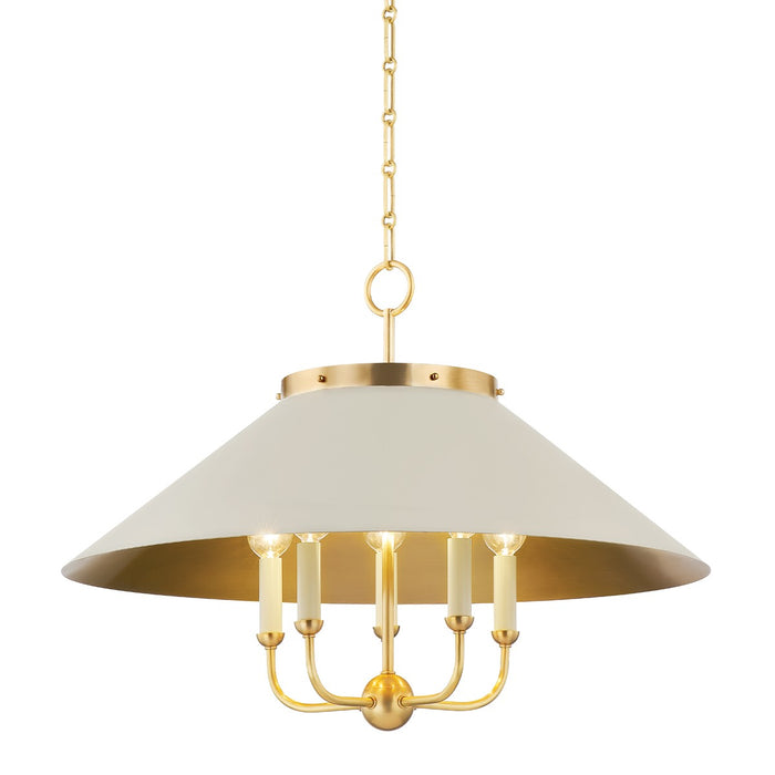 Hudson Valley MDS1403-AGB/OW Five Light Chandelier, Aged Brass/Off White