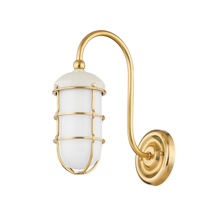 Hudson Valley MDS1500-AGB/OW One Light Wall Sconce, Aged Brass/Off White