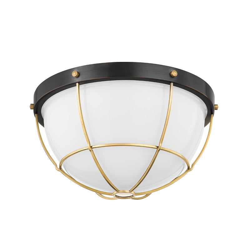 Hudson Valley MDS1501-AGB/DB Two Light Flush Mount, Aged Brass/Distressed Bronze