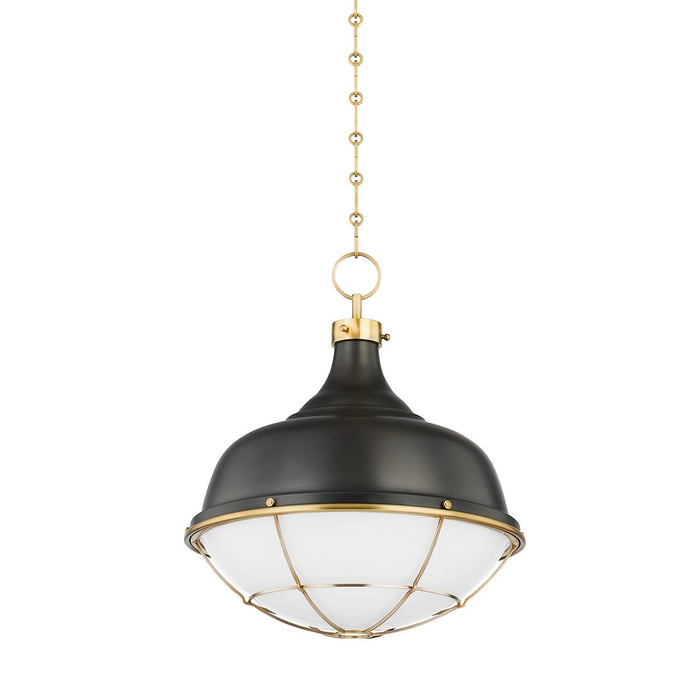 Hudson Valley MDS1502-AGB/DB One Light Pendant, Aged Brass/Distressed Bronze