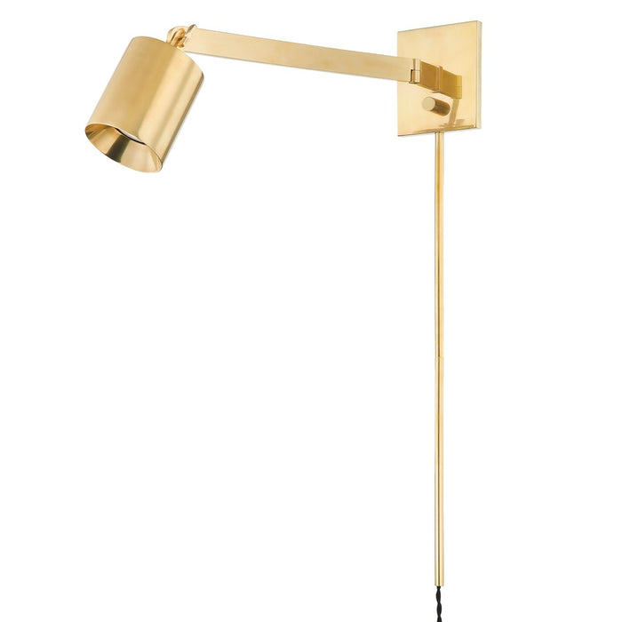 Hudson Valley MDS1701-AGB One Light Portable Wall Sconce, Aged Brass