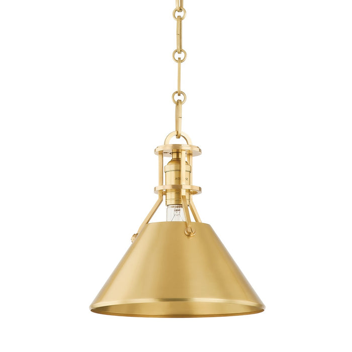 Hudson Valley MDS951-AGB One Light Pendant, Aged Brass