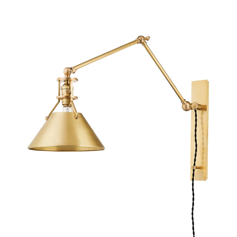 Hudson Valley MDS953-AGB One Light Portable Wall Sconce, Aged Brass