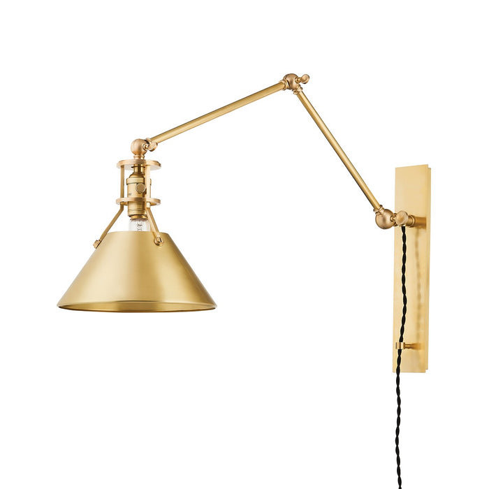 Hudson Valley MDS953-AGB One Light Portable Wall Sconce, Aged Brass