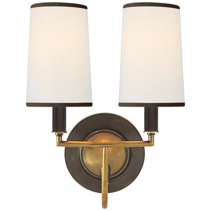 Visual Comfort Signature TOB 2068BZ/HAB-L/BT Two Light Wall Sconce, Bronze with Antique Brass