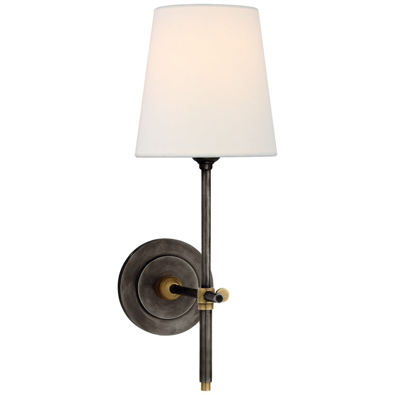 Visual Comfort Signature TOB 2002BZ/HAB-L One Light Wall Sconce, Bronze and Hand-Rubbed Antique Brass