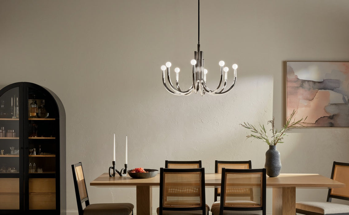 Kichler 52550PN Eight Light Chandelier, Polished Nickel