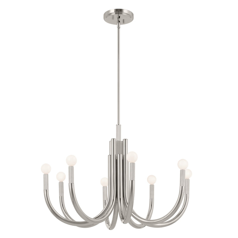 Kichler 52550PN Eight Light Chandelier, Polished Nickel