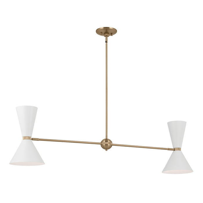 Kichler 52569CPZWH Four Light Linear Chandelier, Champagne Bronze