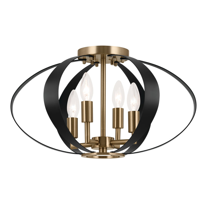 Kichler 52588CPZ Four Light Flush Mount, Champagne Bronze