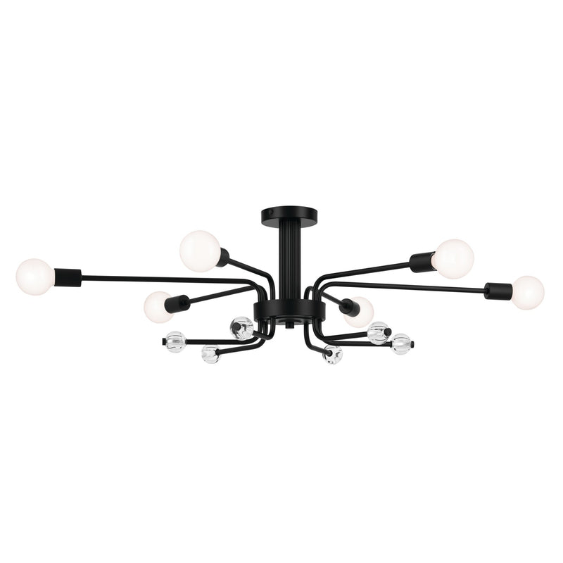 Kichler 52602BK Six Light Semi Flush Mount, Black