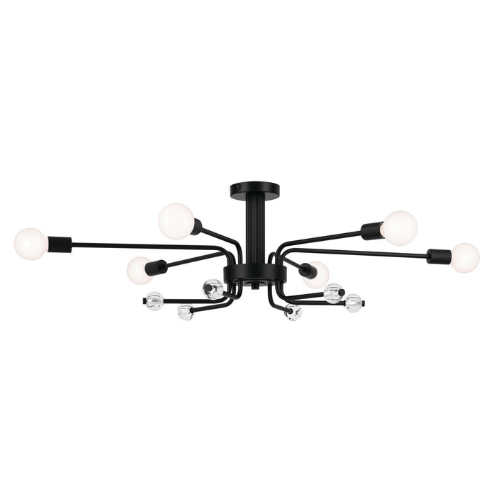 Kichler 52602BK Six Light Semi Flush Mount, Black
