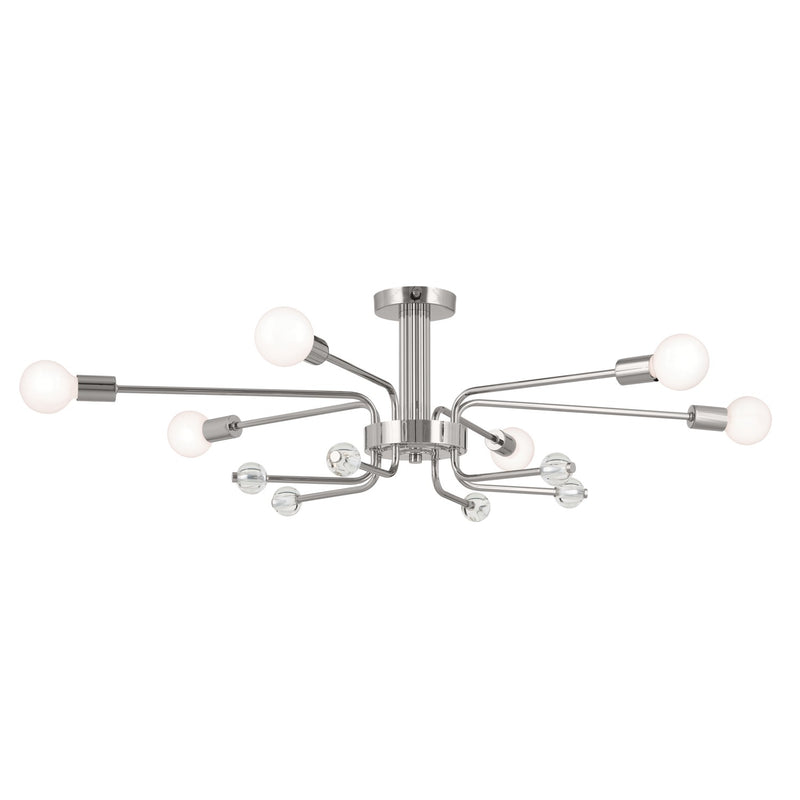 Kichler 52602PN Six Light Semi Flush Mount, Polished Nickel