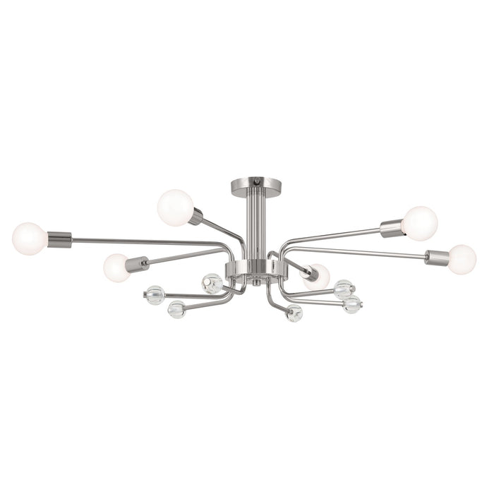 Kichler 52602PN Six Light Semi Flush Mount, Polished Nickel