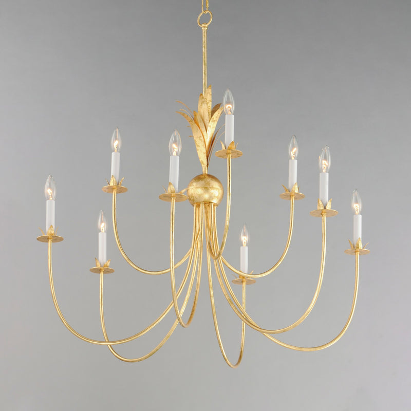 Maxim 2889GL Nine Light Chandelier, Gold Leaf