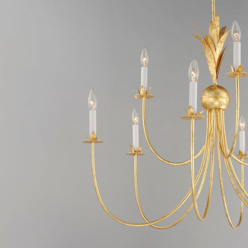 Maxim 2889GL Nine Light Chandelier, Gold Leaf