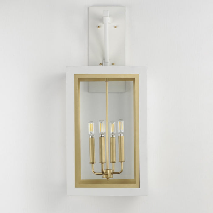 Maxim 30056CLWTGLD Four Light Outdoor Wall Sconce, White/Gold