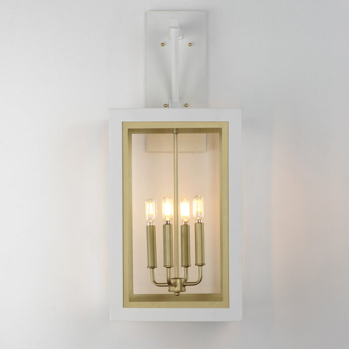 Maxim 30056CLWTGLD Four Light Outdoor Wall Sconce, White/Gold