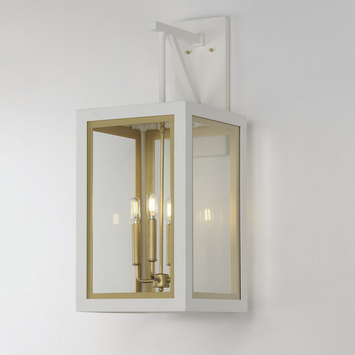 Maxim 30056CLWTGLD Four Light Outdoor Wall Sconce, White/Gold