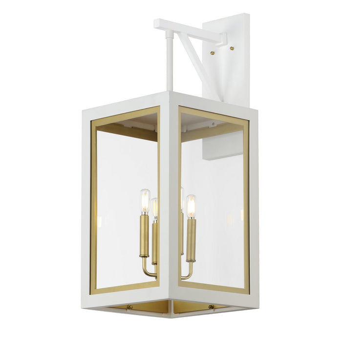 Maxim 30056CLWTGLD Four Light Outdoor Wall Sconce, White/Gold