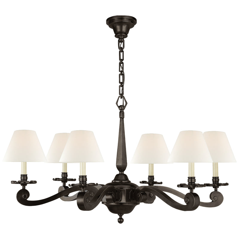 Visual Comfort Signature AH 5010GM-L Six Light Chandelier, Gun Metal