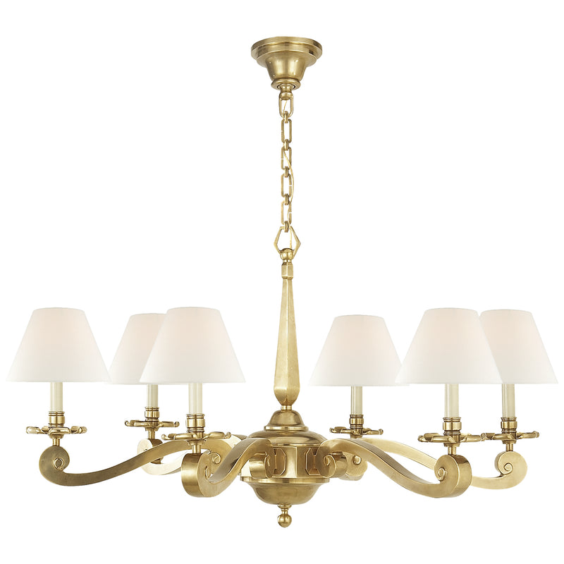 Visual Comfort Signature AH 5010NB-L Six Light Chandelier, Natural Brass