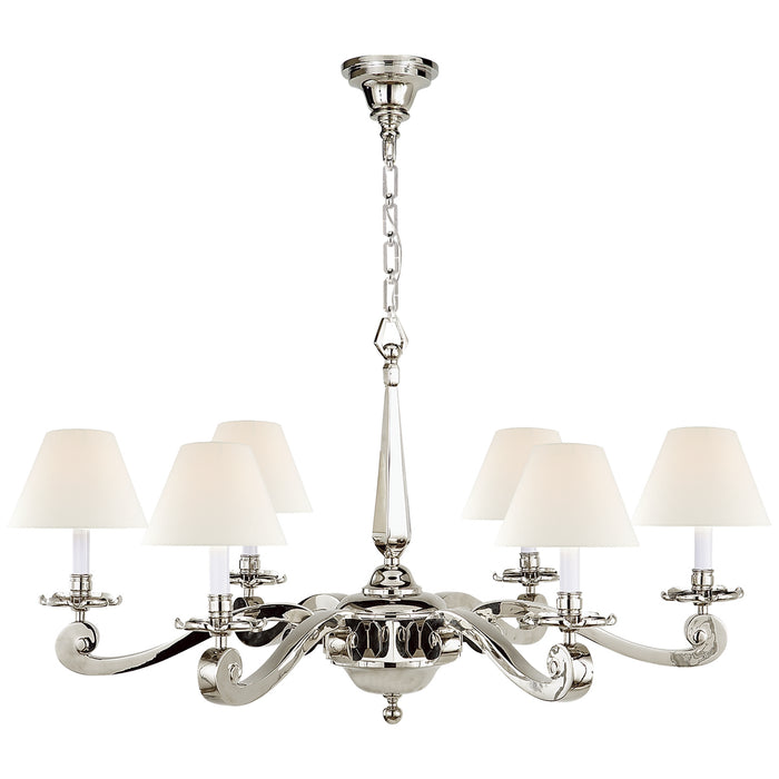 Visual Comfort Signature AH 5010PN-L Six Light Chandelier, Polished Nickel