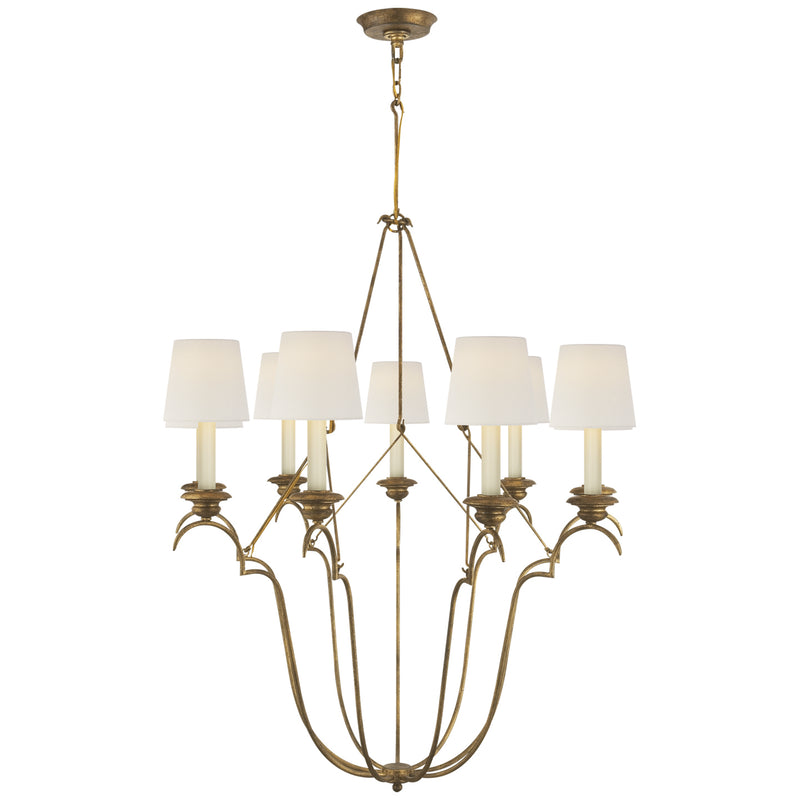 Visual Comfort Signature CHC 1403GI-L Nine Light Chandelier, Gilded Iron