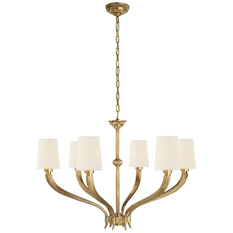 Visual Comfort Signature CHC 2462AB-L Six Light Chandelier, Antique-Burnished Brass