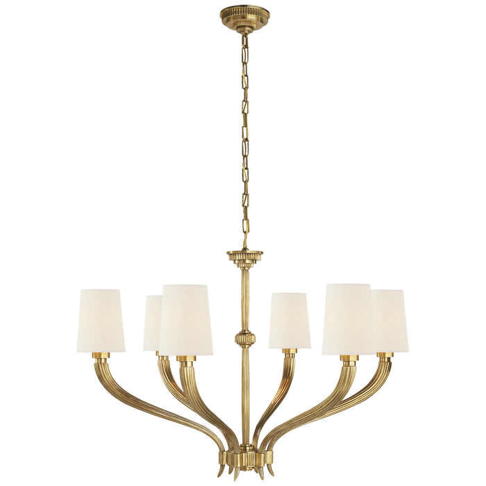 Visual Comfort Signature CHC 2462AB-L Six Light Chandelier, Antique-Burnished Brass