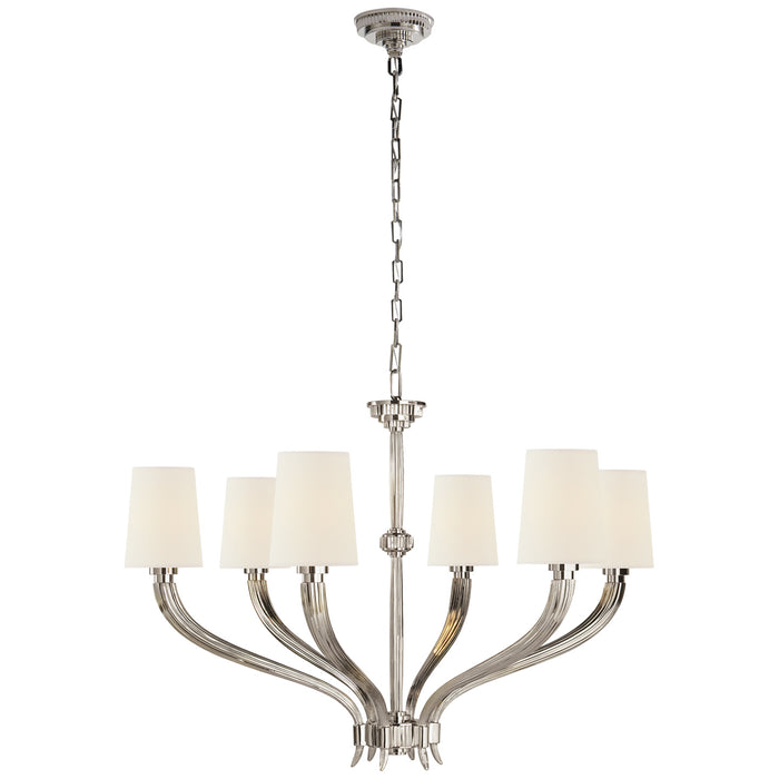 Visual Comfort Signature CHC 2462PN-L Six Light Chandelier, Polished Nickel