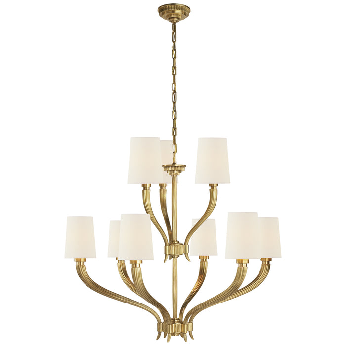 Visual Comfort Signature CHC 2465AB-L Nine Light Chandelier, Antique-Burnished Brass