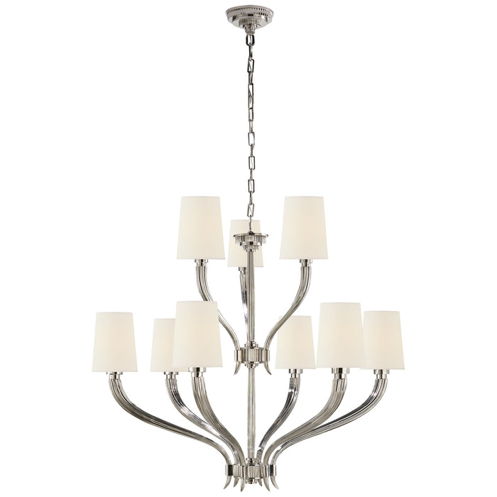 Visual Comfort Signature CHC 2465PN-L Nine Light Chandelier, Polished Nickel